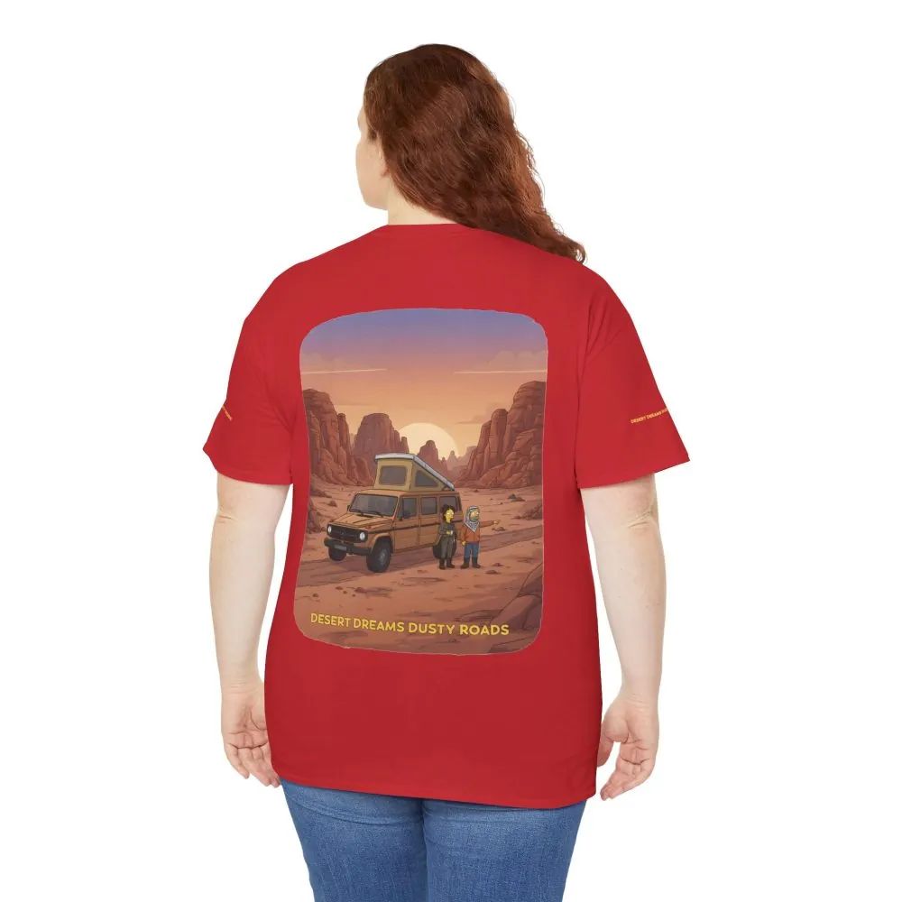 Unisex Heavy Cotton Tee — "Desert Dreams Dusty Roads" Design Sitcom-Line