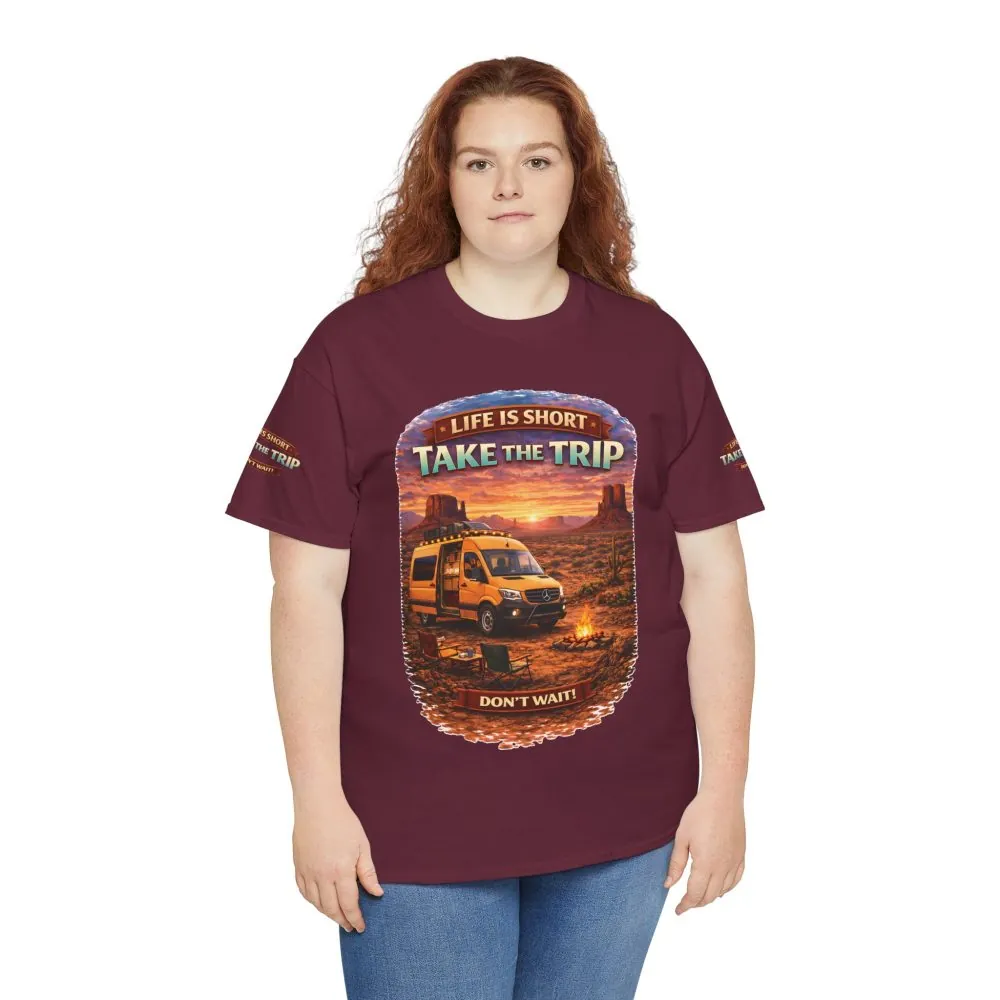 Unisex Heavy Cotton Tee — "Life Is To Short-Take The Trip" Design Scenic-Line