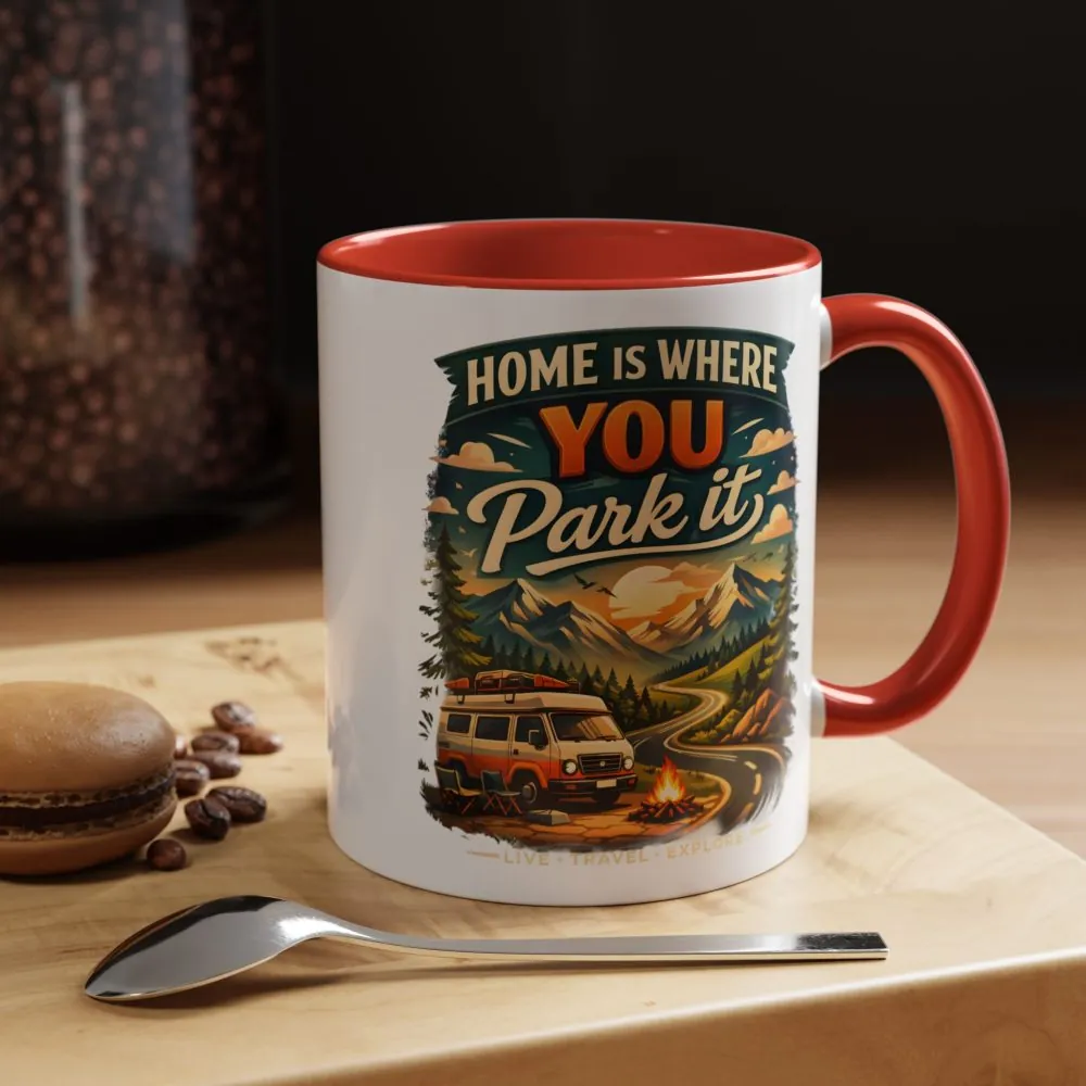 13653035188428703412_2048.jpeg Accent Coffee Mug (11, 15oz) — "Home Is Where You Park It" Design Scenic-Line