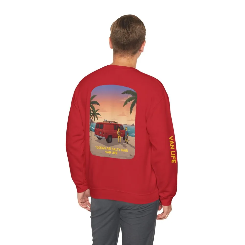 13655549181780264950_2048.jpeg Unisex Heavy Blend™ Crewneck Sweatshirt — "Ocean Air Salty Hair Van Life" Design Sitcom-Line
