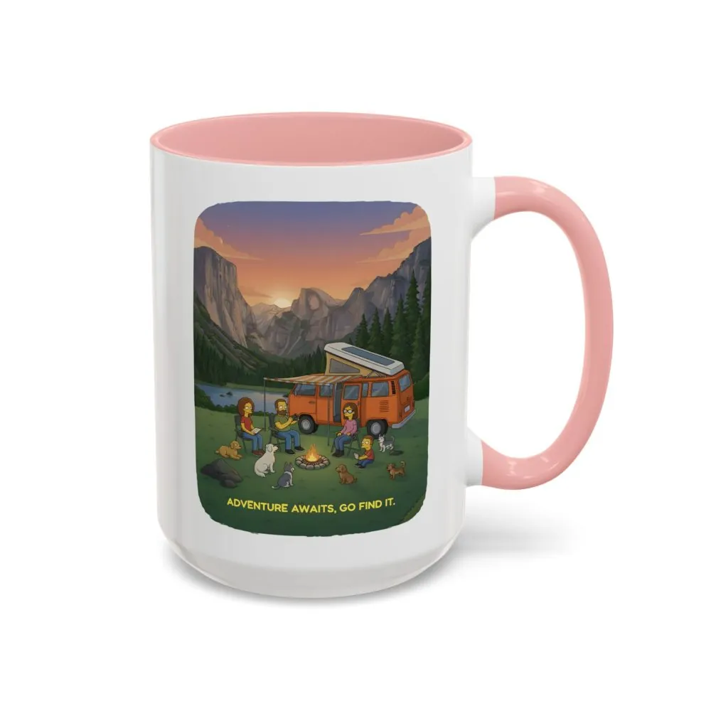 Accent Coffee Mug (11, 15oz) — "Adventure Awaits-Go Find It"" Design Sitcom-Line