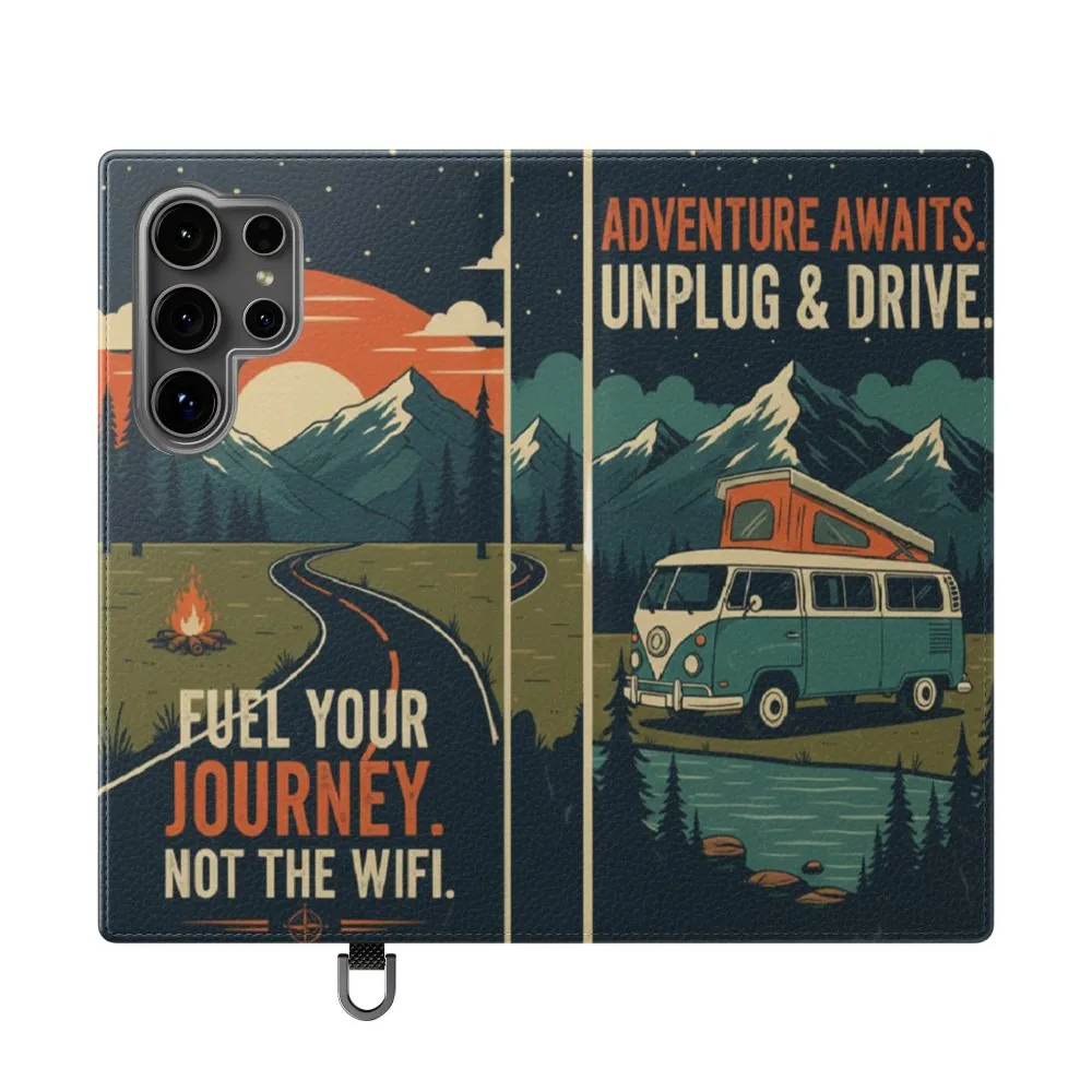 Flip Phone Case — "Fuel Your Journey, Not the Wifi" Wallet Cover
