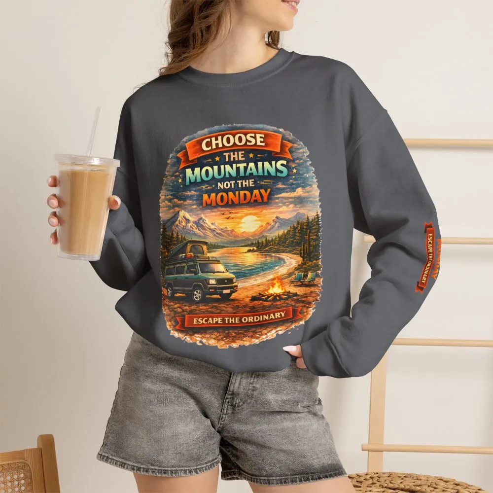 Unisex Heavy Blend™ Crewneck Sweatshirt — "Choose The Mountens" Design Scenic-Line