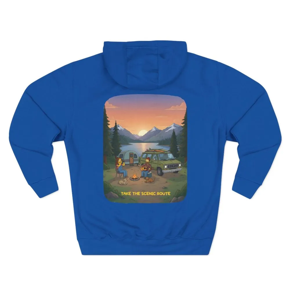 Three-Panel Fleece Hoodie - "Take The Scenic Route" Design Sitcom-Line