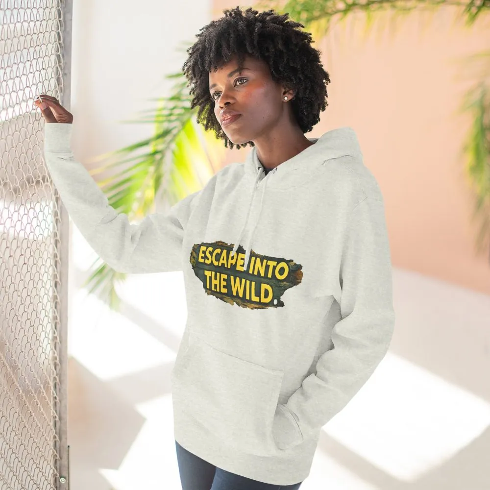 Three-Panel Fleece Hoodie - "Escape Into The Wild" Design Cubic-Line