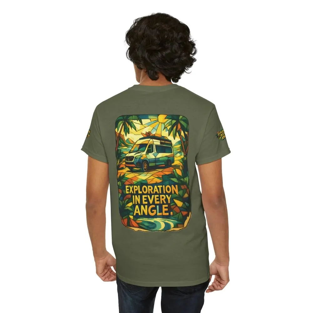 Unisex Heavy Cotton Tee — "Exploration In Every Angle" Design Cubic-Line