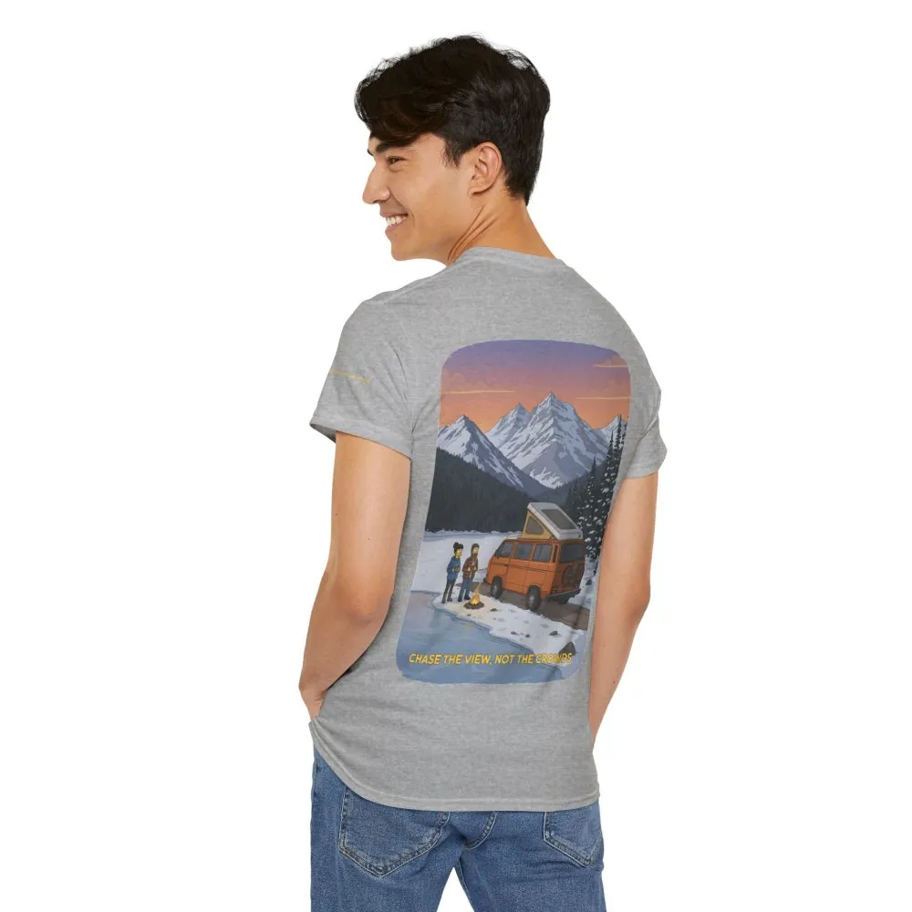 Unisex Heavy Cotton Tee — "Chase The Views-Not The Crowds" Design Sitcom-Line