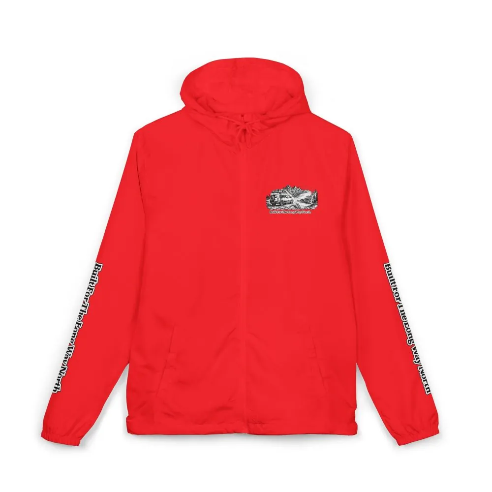 Unisex Full-Zip Windbreaker Jacket — "Built For The Long Way North" (Design "Minimal-Line")