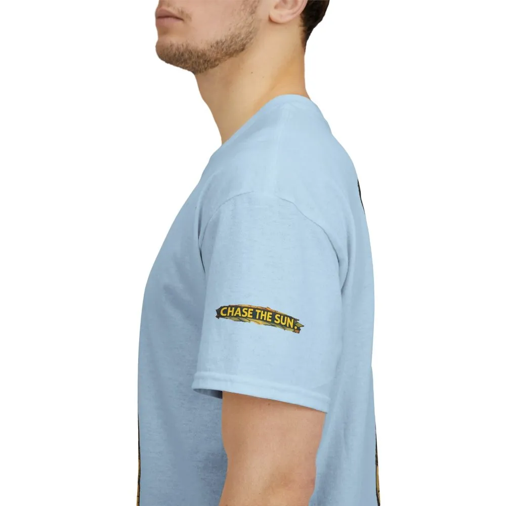 Unisex Heavy Cotton Tee — "Chase The Sun" Design Cubic-Line