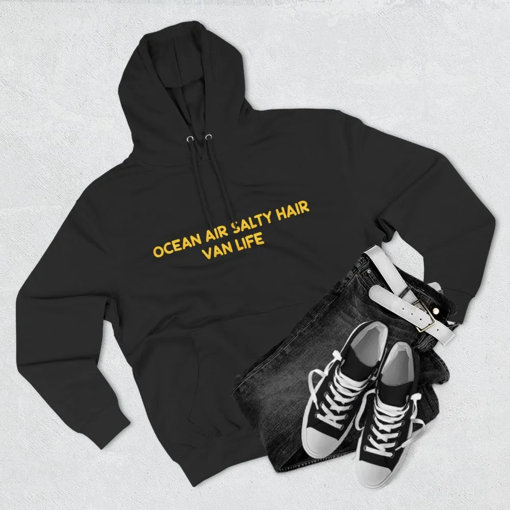 Three-Panel Fleece Hoodie - "Ocean Air Salty Hair Van Life" Design Sitcom-Line
