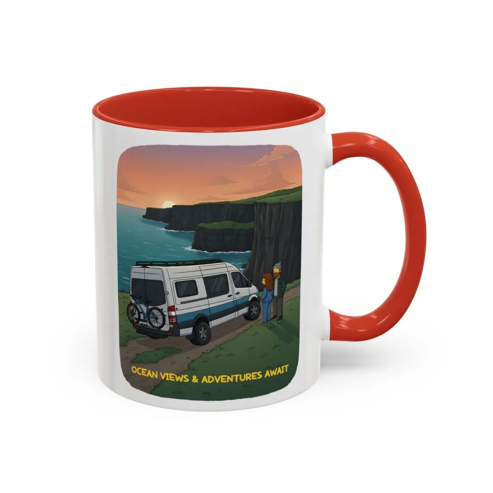 Accent Coffee Mug (11, 15oz) — "Ocean Views-Adventures Awaits" Design Sitcom-Line