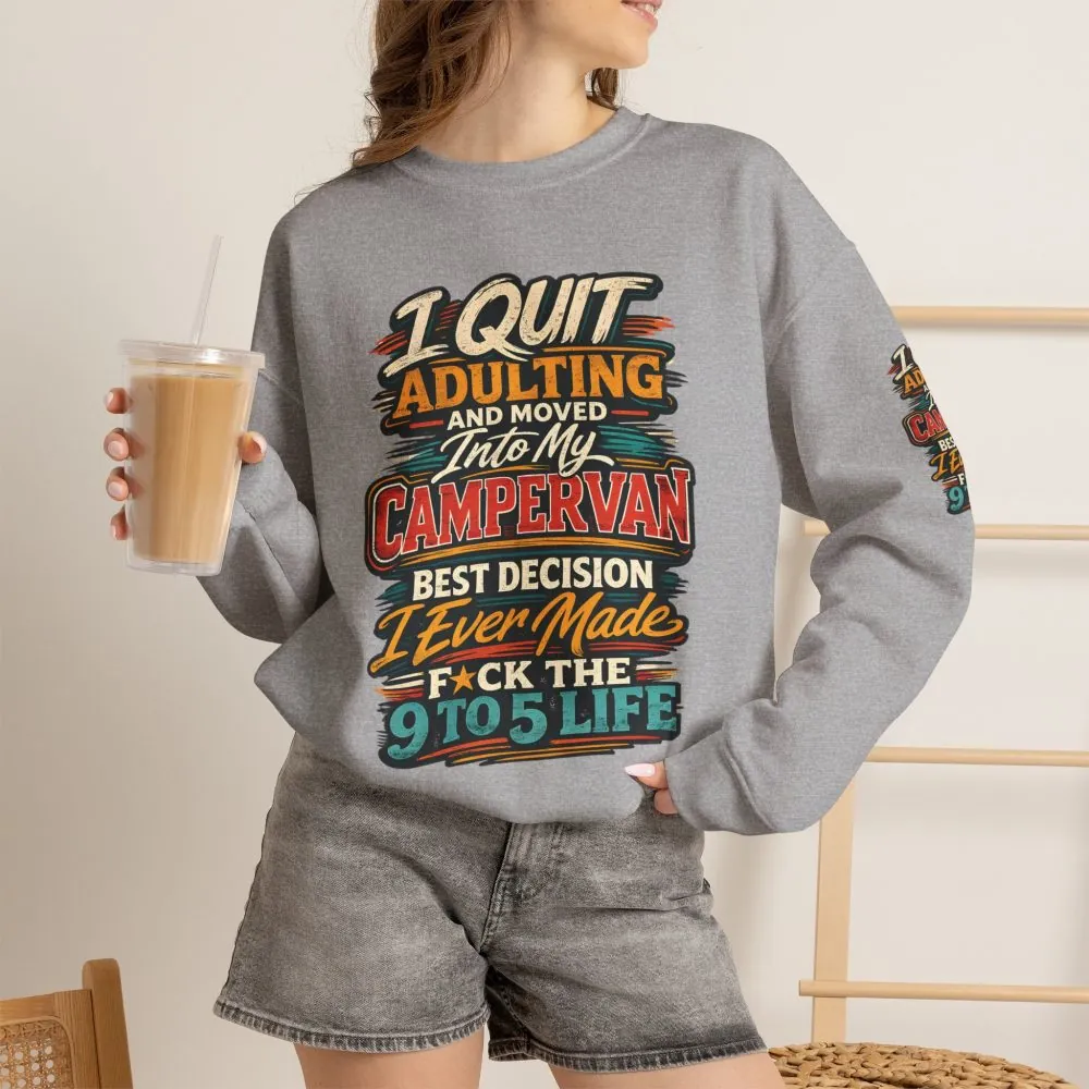Unisex Heavy Blend™ Crewneck Sweatshirt — "I Quit Adulting" Design F**K-Line