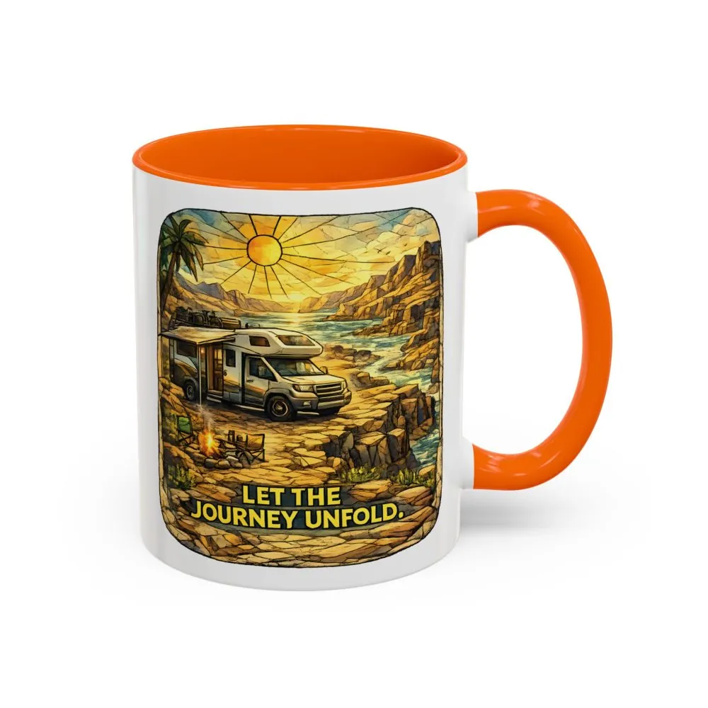 Accent Coffee Mug (11, 15oz) — "Let The Journey Unfold" Design Cubic-Line
