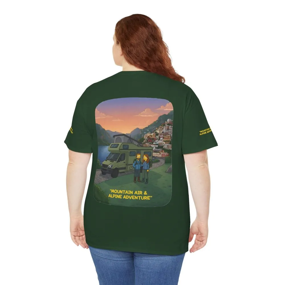 13743812254112438525_2048.jpeg Unisex Heavy Cotton Tee — "Mountain Air And Alpine Adventure" Design Sitcom-Line
