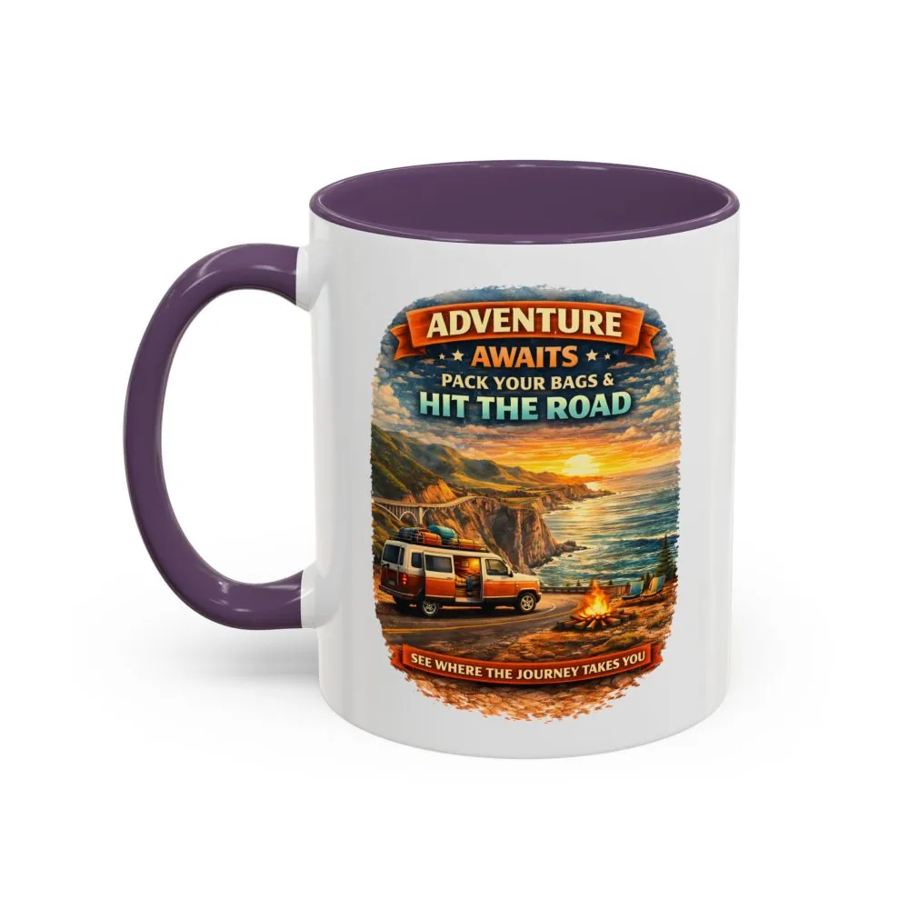 13744777133387951904_2048.jpeg Accent Coffee Mug (11, 15oz) — "Adventure Awaits-Pack Your Bags" Design Scenic-Line