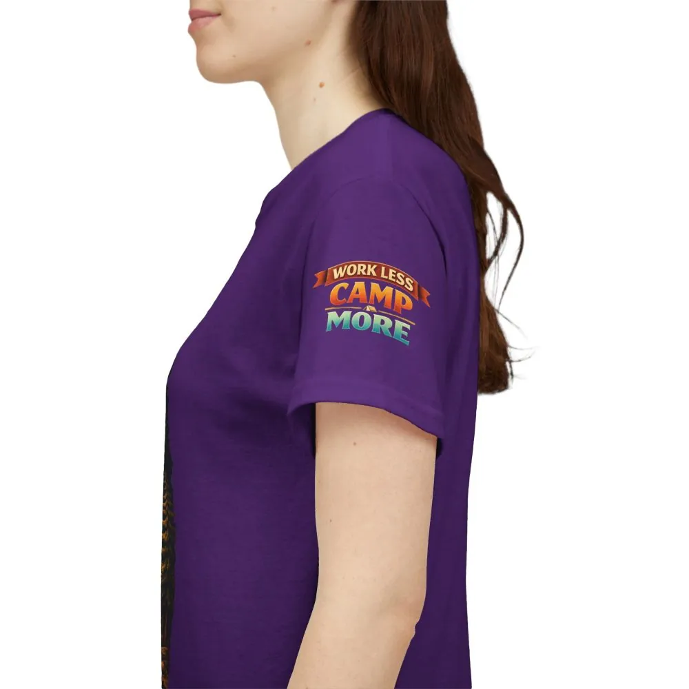 Unisex Heavy Cotton Tee — "Work Less Camp More" Design Scenic-Line