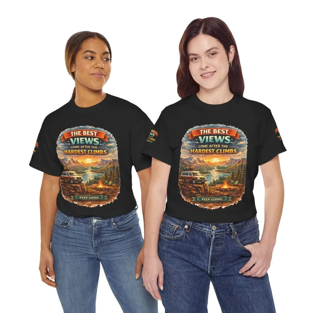 Unisex Heavy Cotton Tee — "The Best Views" Design Scenic-Line