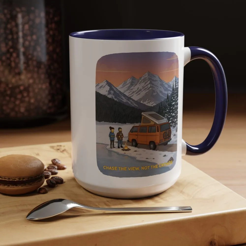 Accent Coffee Mug (11, 15oz) — "Chase The Views-Not The Crowds"" Design Sitcom-Line