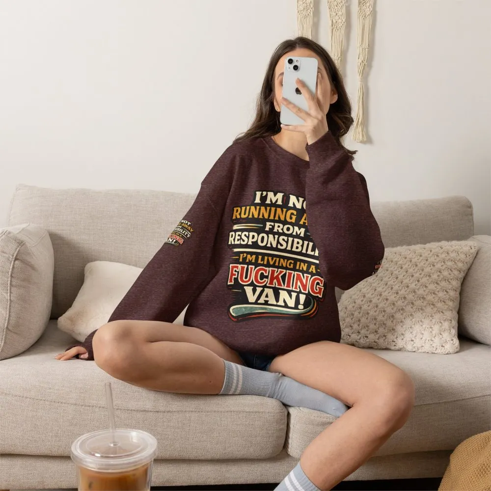 Unisex Heavy Blend™ Crewneck Sweatshirt — "I`m Not running Away" Design F**K-Line