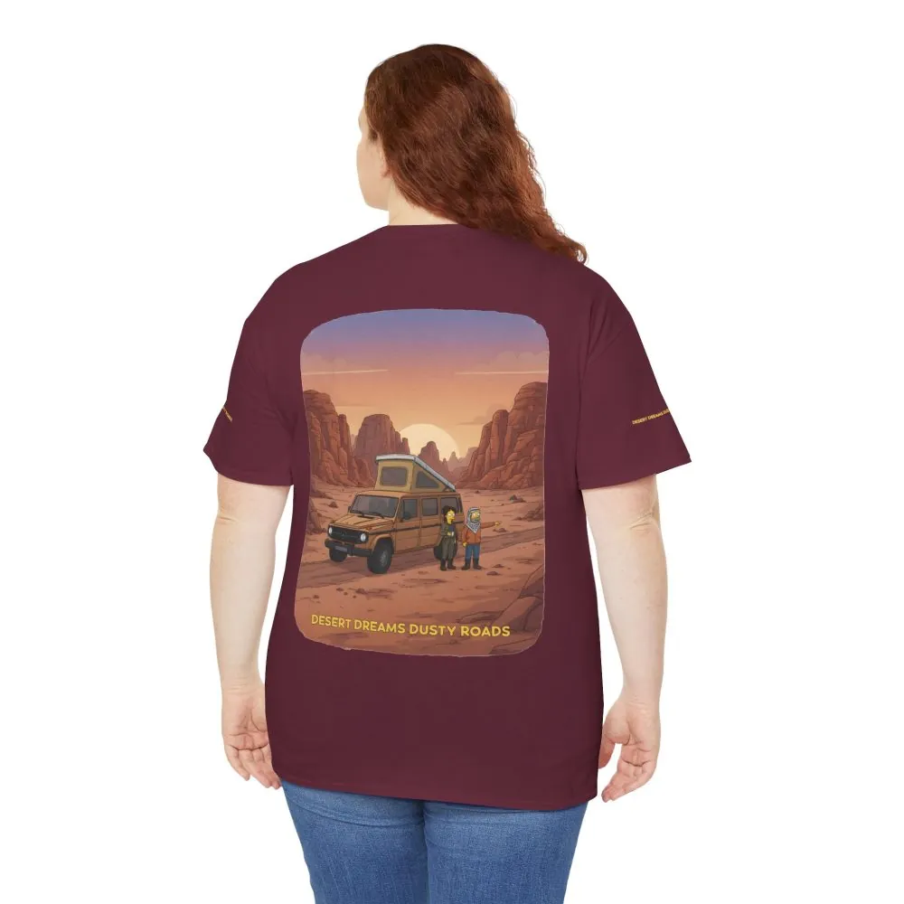 Unisex Heavy Cotton Tee — "Desert Dreams Dusty Roads" Design Sitcom-Line