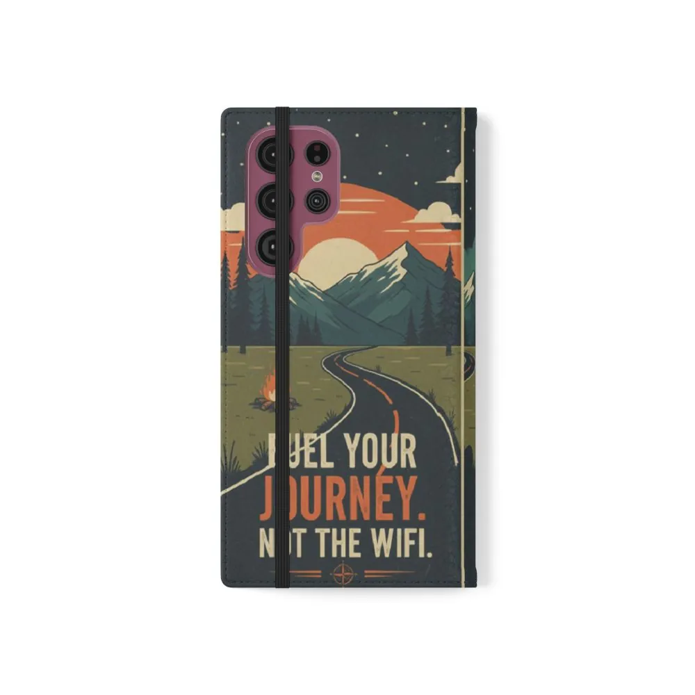 Flip Phone Case — "Fuel Your Journey, Not the Wifi" Wallet Cover