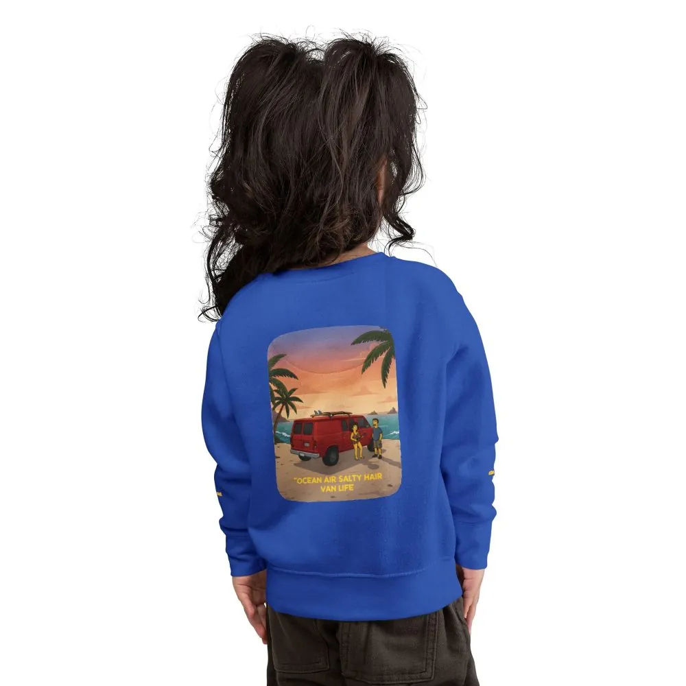 13761300774100221800_2048.jpeg Toddler Sweatshirt - "Ocean Air Salty Hair Van Life" (Design Sitcom-Line)