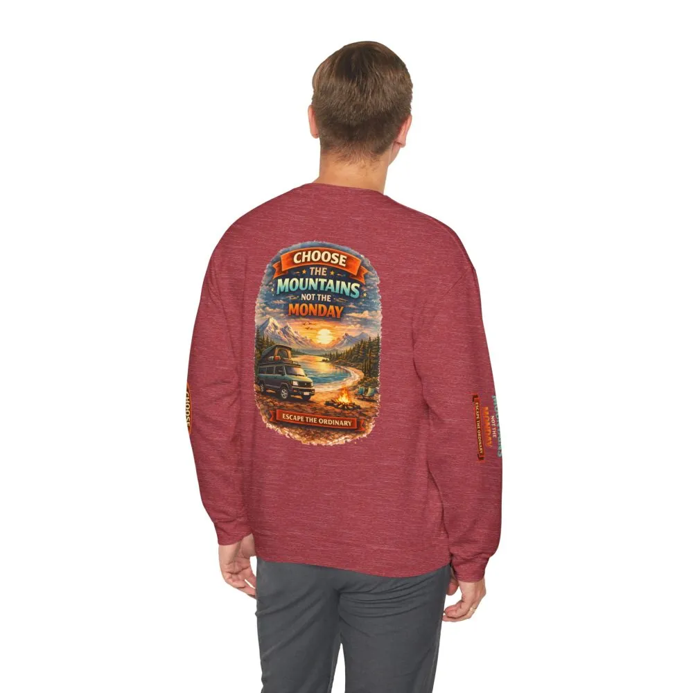 Unisex Heavy Blend™ Crewneck Sweatshirt — "Choose The Mountens" Design Scenic-Line