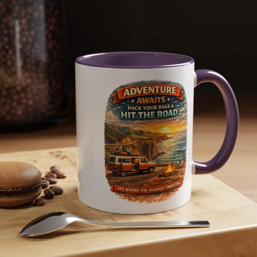 13786513671072510746_2048.jpeg Accent Coffee Mug (11, 15oz) — "Adventure Awaits-Pack Your Bags" Design Scenic-Line