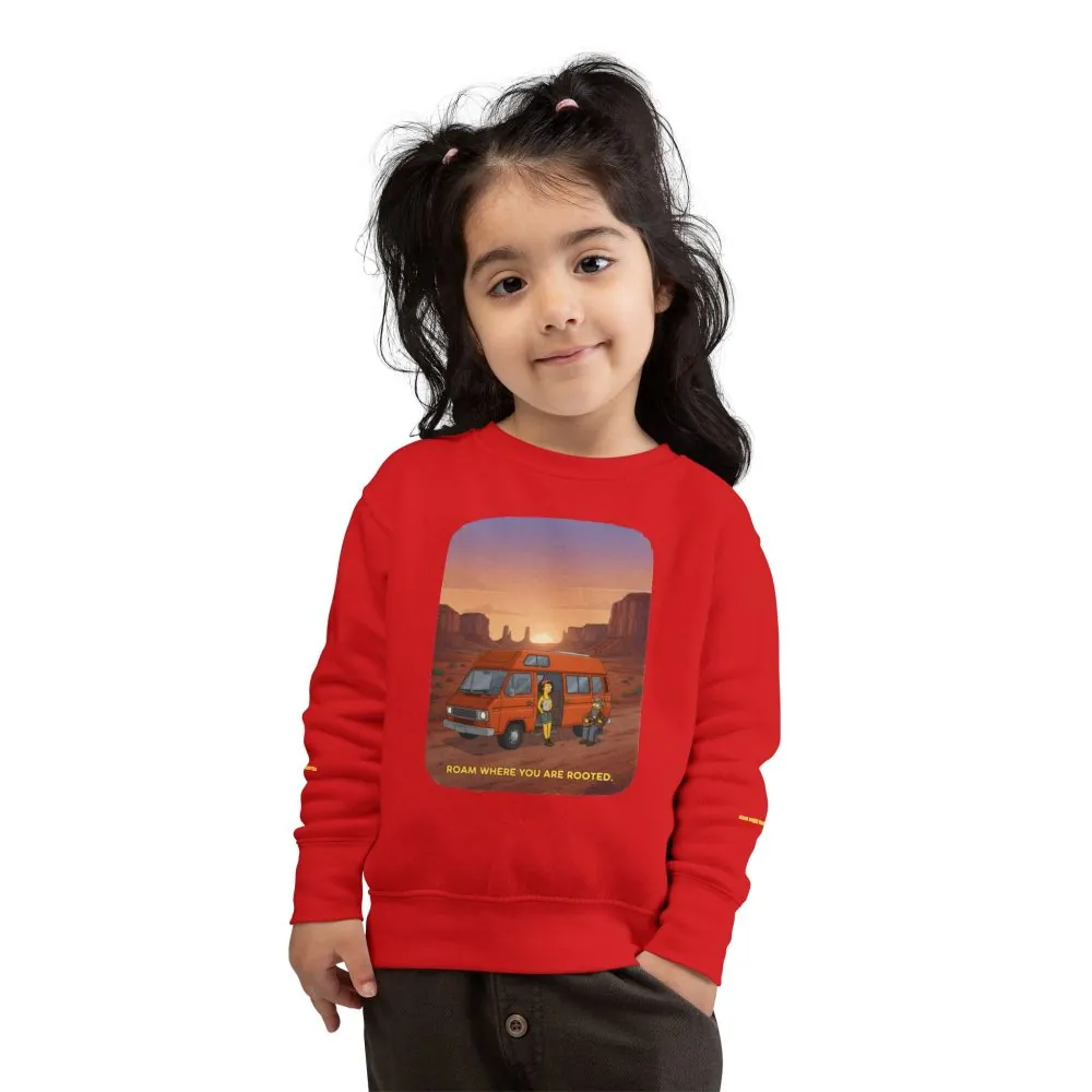 13791744082136931965_2048.jpeg Toddler Sweatshirt - "Roam Where You Are Rooted" (Design Sitcom-Line)