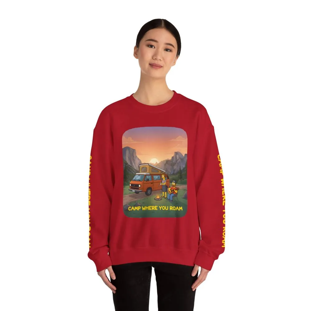 Unisex Heavy Blend™ Crewneck Sweatshirt — "Camp Where You Roam" Design Sitcom-Line