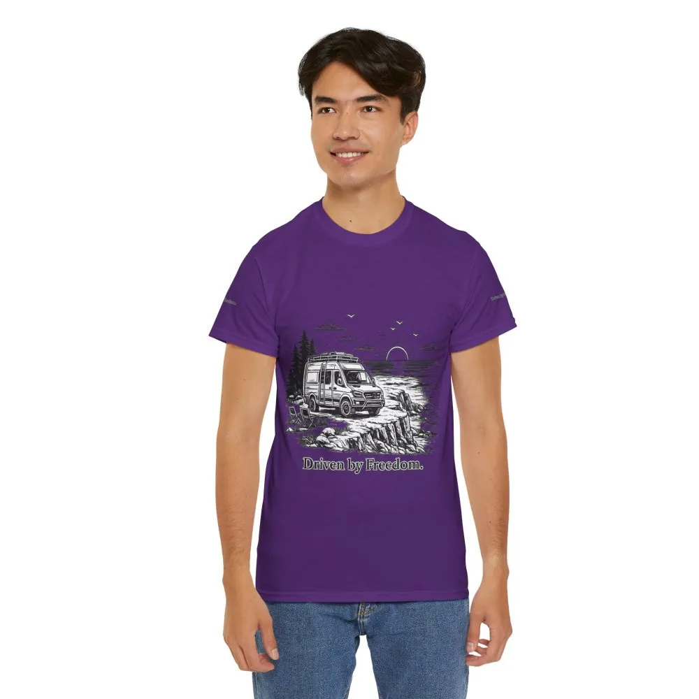13813639956825670818_2048.jpeg Unisex Heavy Cotton Tee — ""Driven By Freedom" Design Minimal-Line