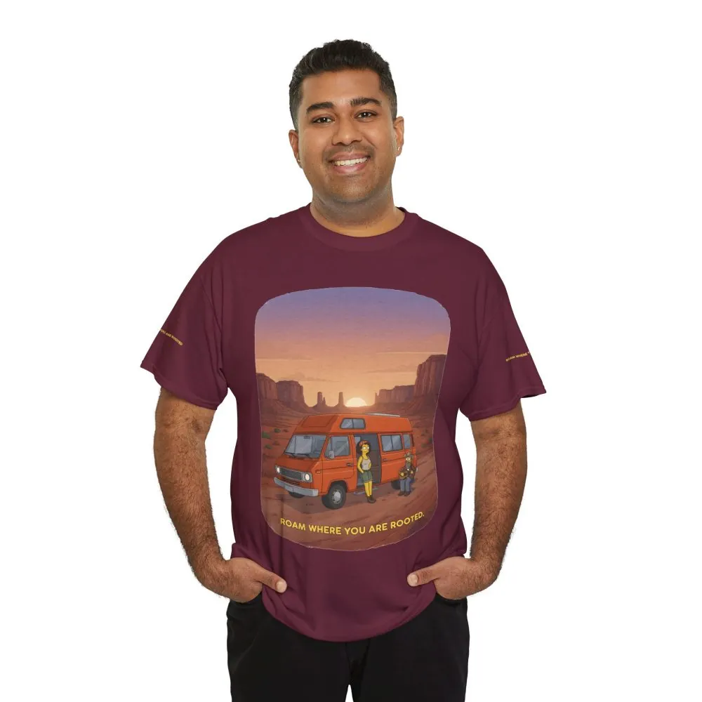 Unisex Heavy Cotton Tee — "Roam Where You Are Rooted" Design Sitcom-Line