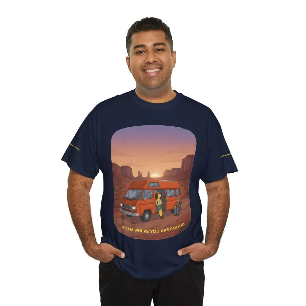 Unisex Heavy Cotton Tee — "Roam Where You Are Rooted" Design Sitcom-Line