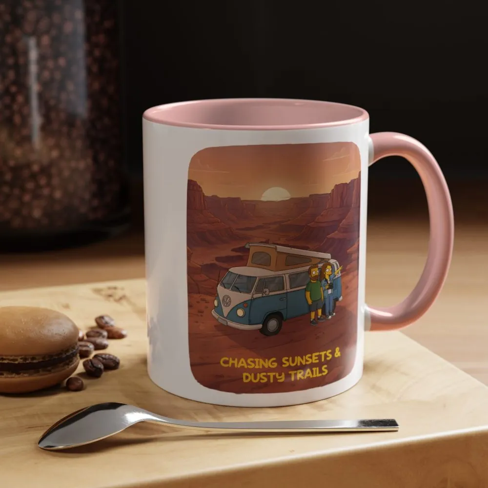 13829062750766581842_2048.jpeg Accent Coffee Mug (11, 15oz) — "Chasing Sunsets And Dusty Trails" Design Sitcom-Line