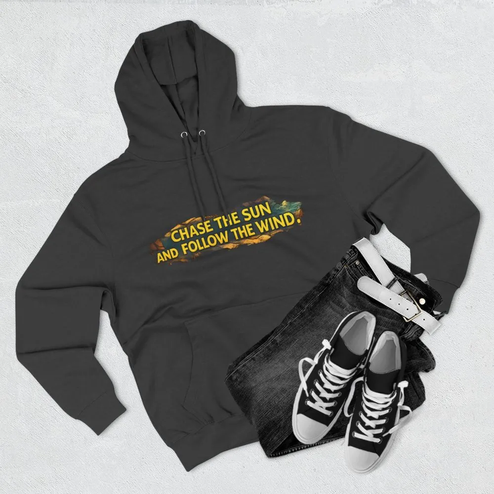 13834103931602638004_2048.jpeg Three-Panel Fleece Hoodie - "Chase The Sun And Follow The Wind" Design Cubic-Line