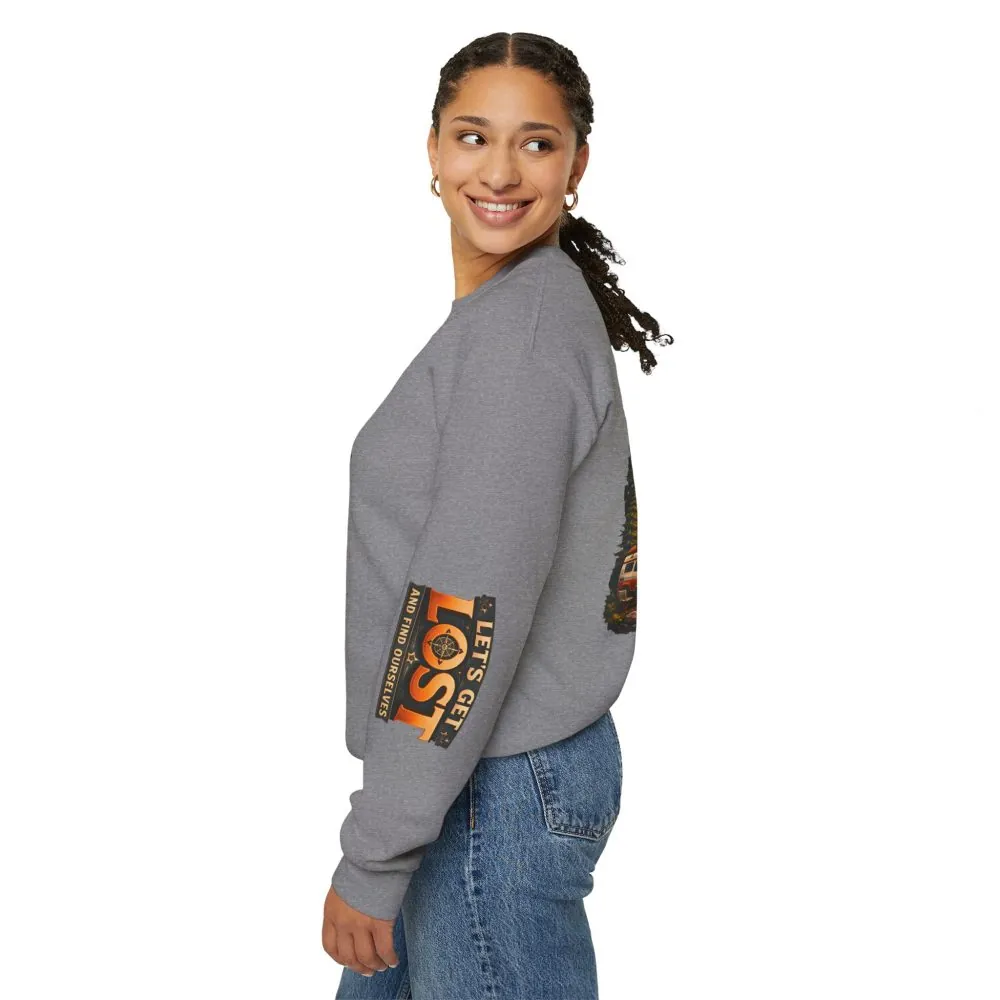 Unisex Heavy Blend™ Crewneck Sweatshirt — "Let´s Get Lost And Found Ourselfs" Design Scenic-Line