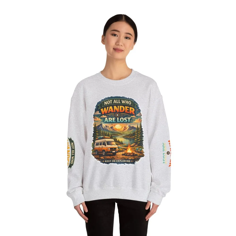 13843655380963108330_2048.jpeg Unisex Heavy Blend™ Crewneck Sweatshirt — "Not All Who Wander Are Lost" Design Scenic-Line