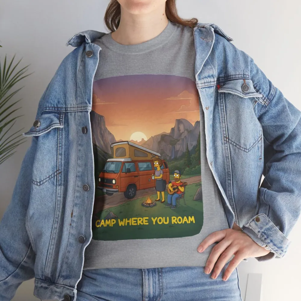Unisex Heavy Cotton Tee — "Camp Where You Roam" Design Sitcom-Line