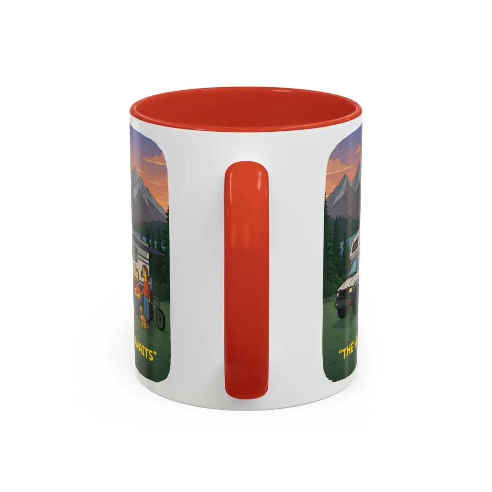 Accent Coffee Mug (11, 15oz) — "The World Awaits" Design Sitcom-Line