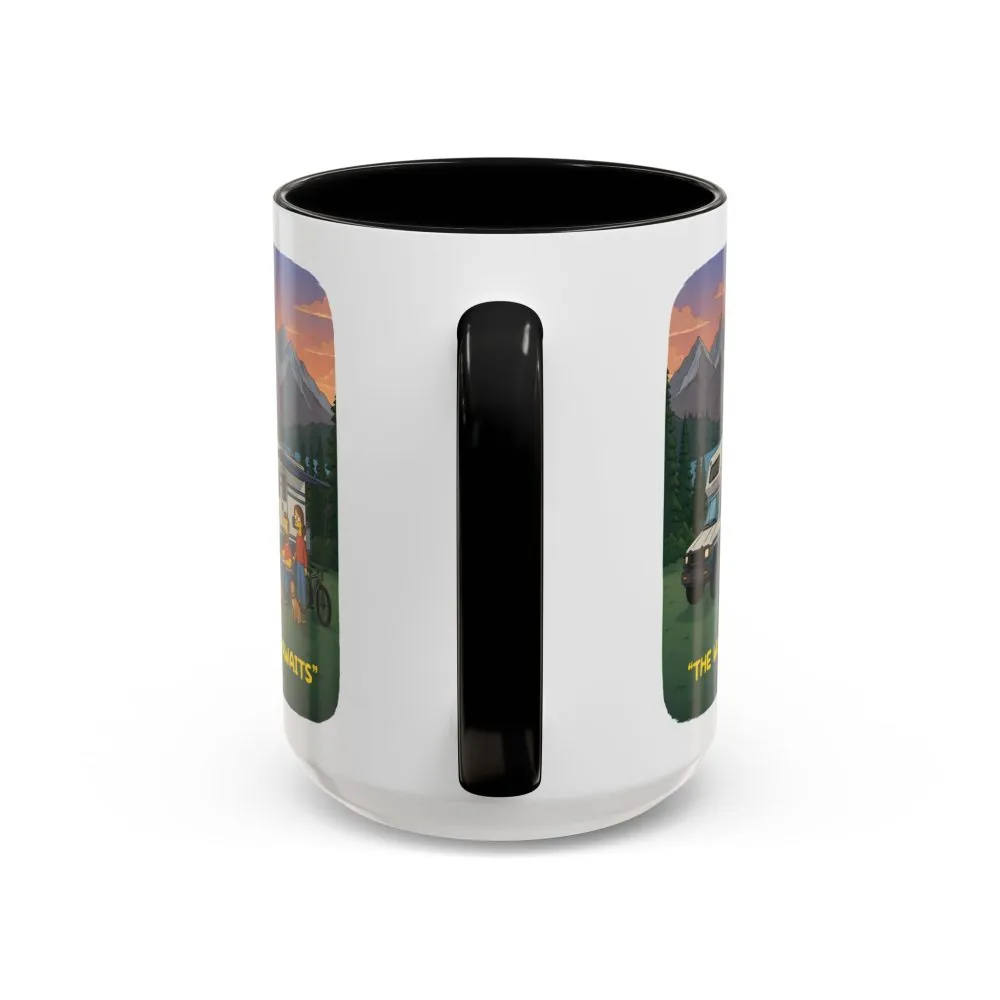 Accent Coffee Mug (11, 15oz) — "The World Awaits" Design Sitcom-Line