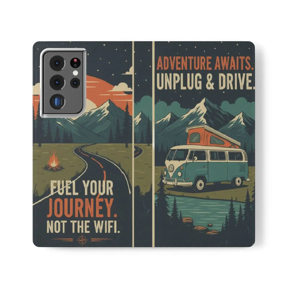Flip Phone Case — "Fuel Your Journey, Not the Wifi" Wallet Cover
