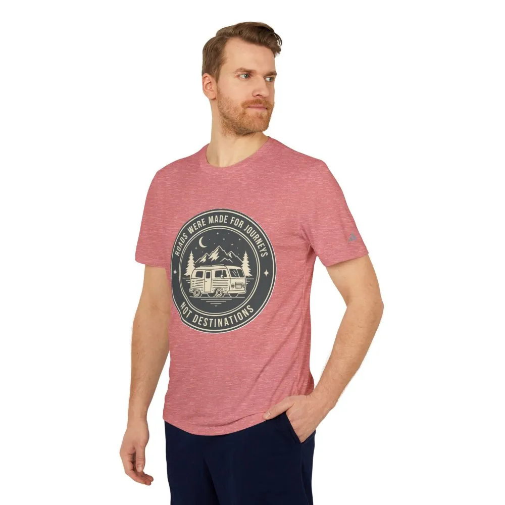 T-Shirt(Adidas) — 'ROAD WHERE MADE FOR JOURNEYS-NOT DESTINATIONS' (font + back printed) Brand Adidas