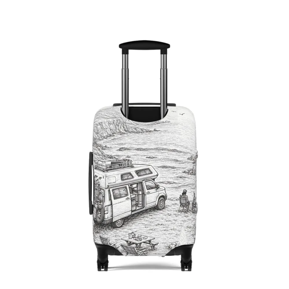 Luggage Cover — Adventure Camper Sketch Travel Suitcase