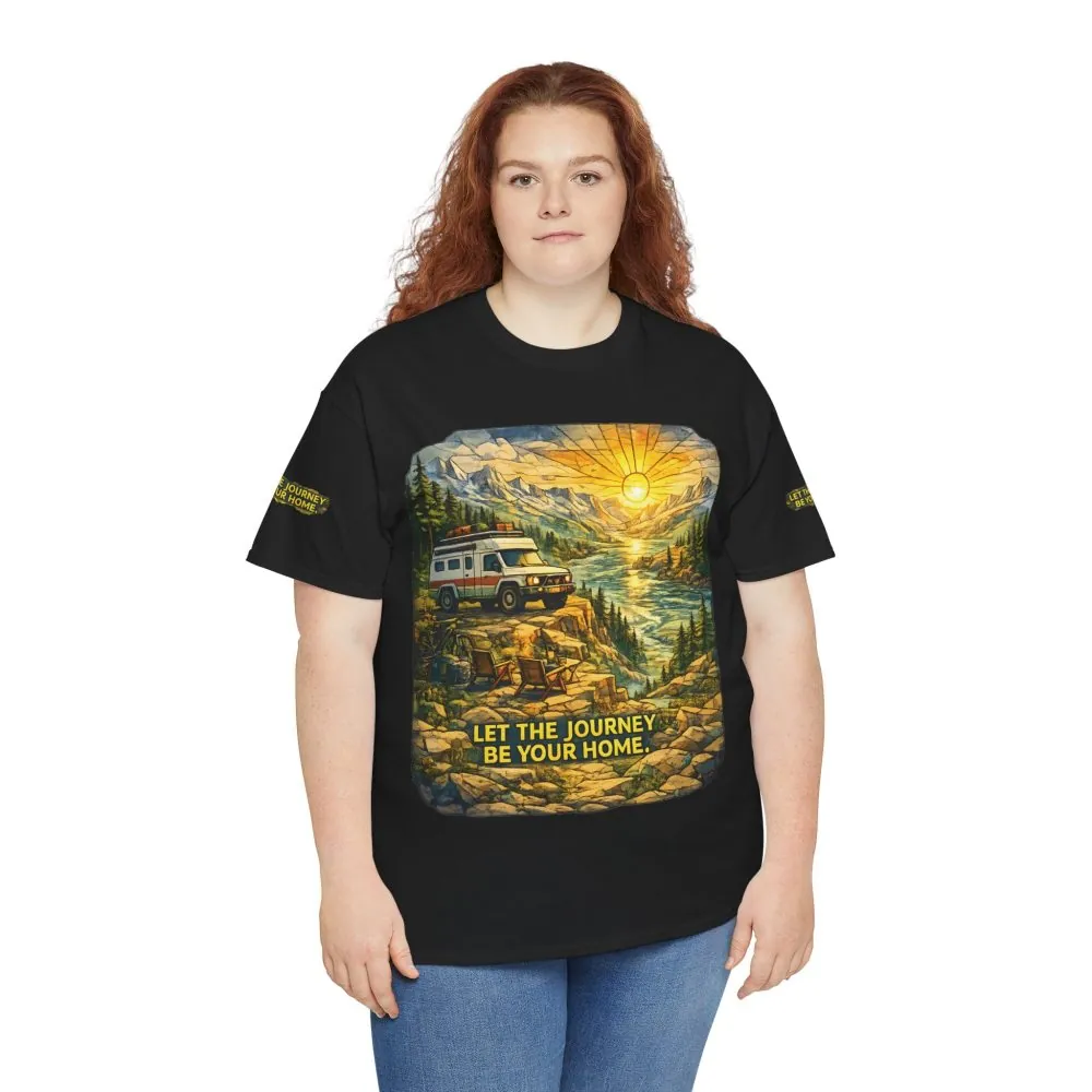 Unisex Heavy Cotton Tee — "Let The Journey Be Your Home" Design Cubic-Line