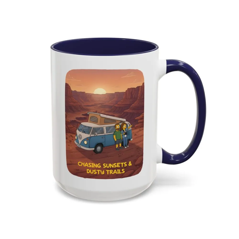 13903231660296287208_2048.jpeg Accent Coffee Mug (11, 15oz) — "Chasing Sunsets And Dusty Trails" Design Sitcom-Line