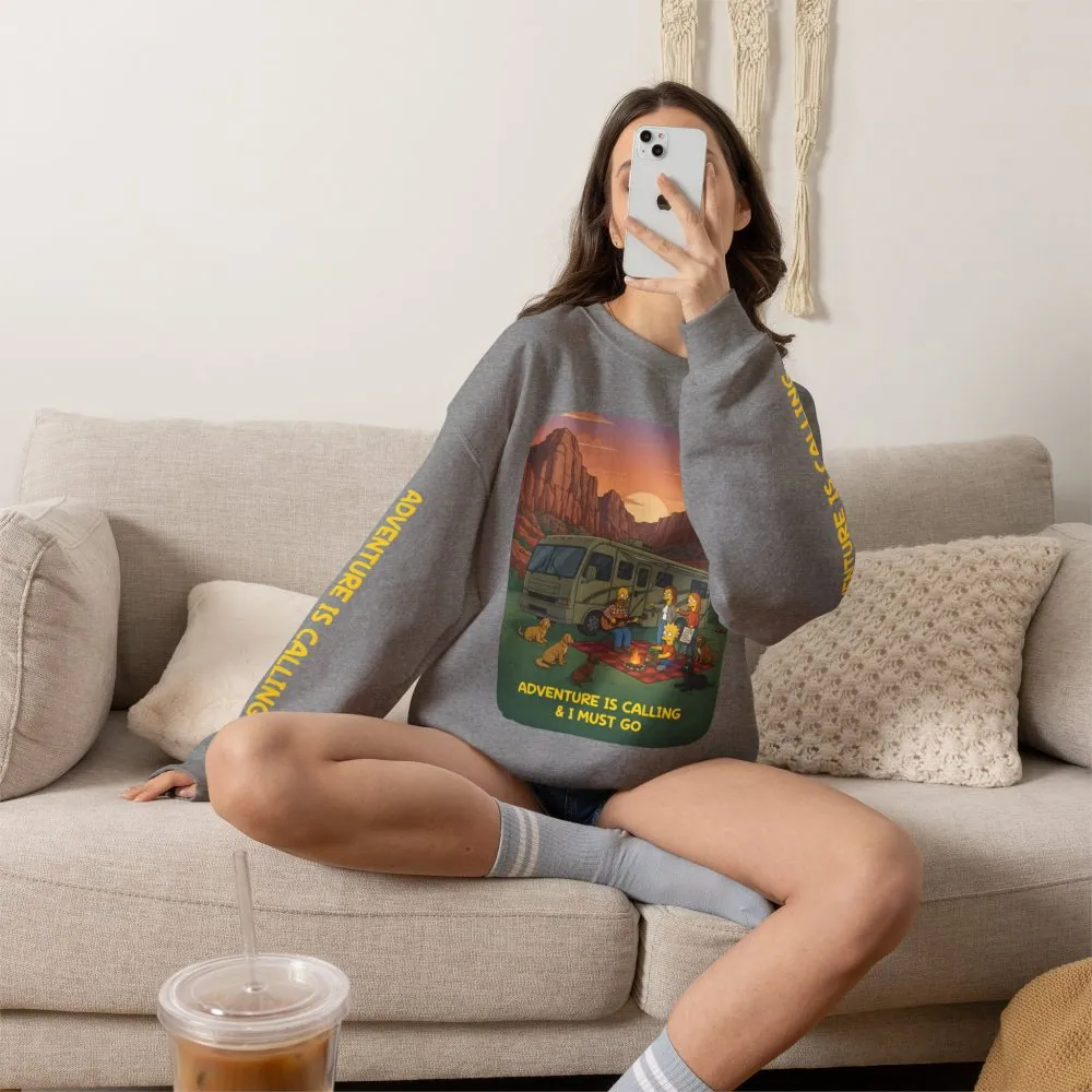 13904698152168872216_2048.jpeg Unisex Heavy Blend™ Crewneck Sweatshirt — "Adventure Is Calling-I Must Go" Design Sitcom-Line