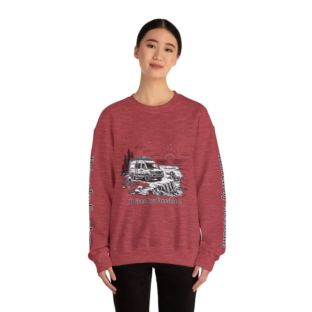 13912559816080539846_2048.jpeg Unisex Heavy Blend™ Crewneck Sweatshirt — "Driven By Freedom" Design Minimal-Line