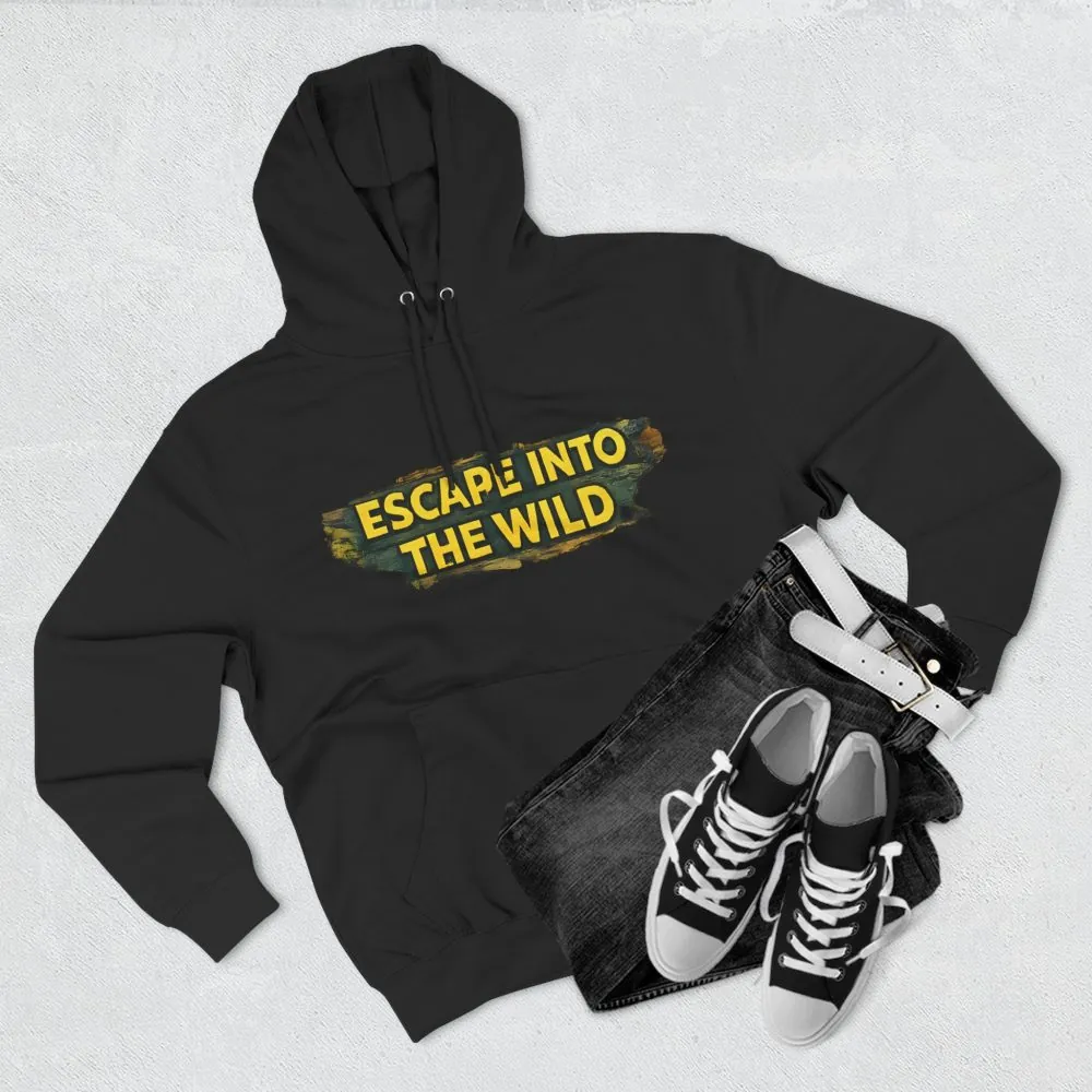 Three-Panel Fleece Hoodie - "Escape Into The Wild" Design Cubic-Line