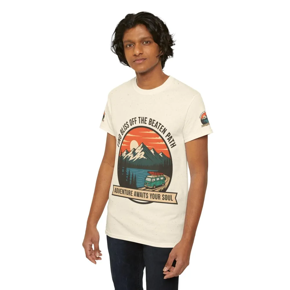 13923991049043067831_2048.jpeg Unisex Heavy Cotton Tee — "Find Bliss Off the Beaten Path" Mountain & Camper T‑Shirt