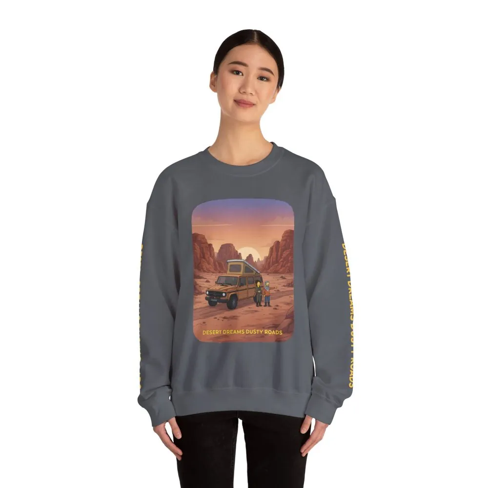 Unisex Heavy Blend™ Crewneck Sweatshirt — "Desert Dreams Dusty Roads" Design Sitcom-Line